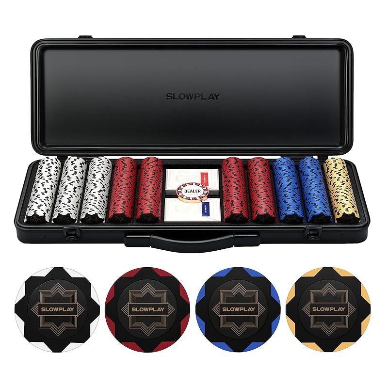 SLOWPLAY Nash クレイポーカーチップセット 14g テキサスホールデム 500枚 チップバリュー表記なし と耐久性に ポリカーボネート製ケース ポーカープレイヤーへのギフト 1