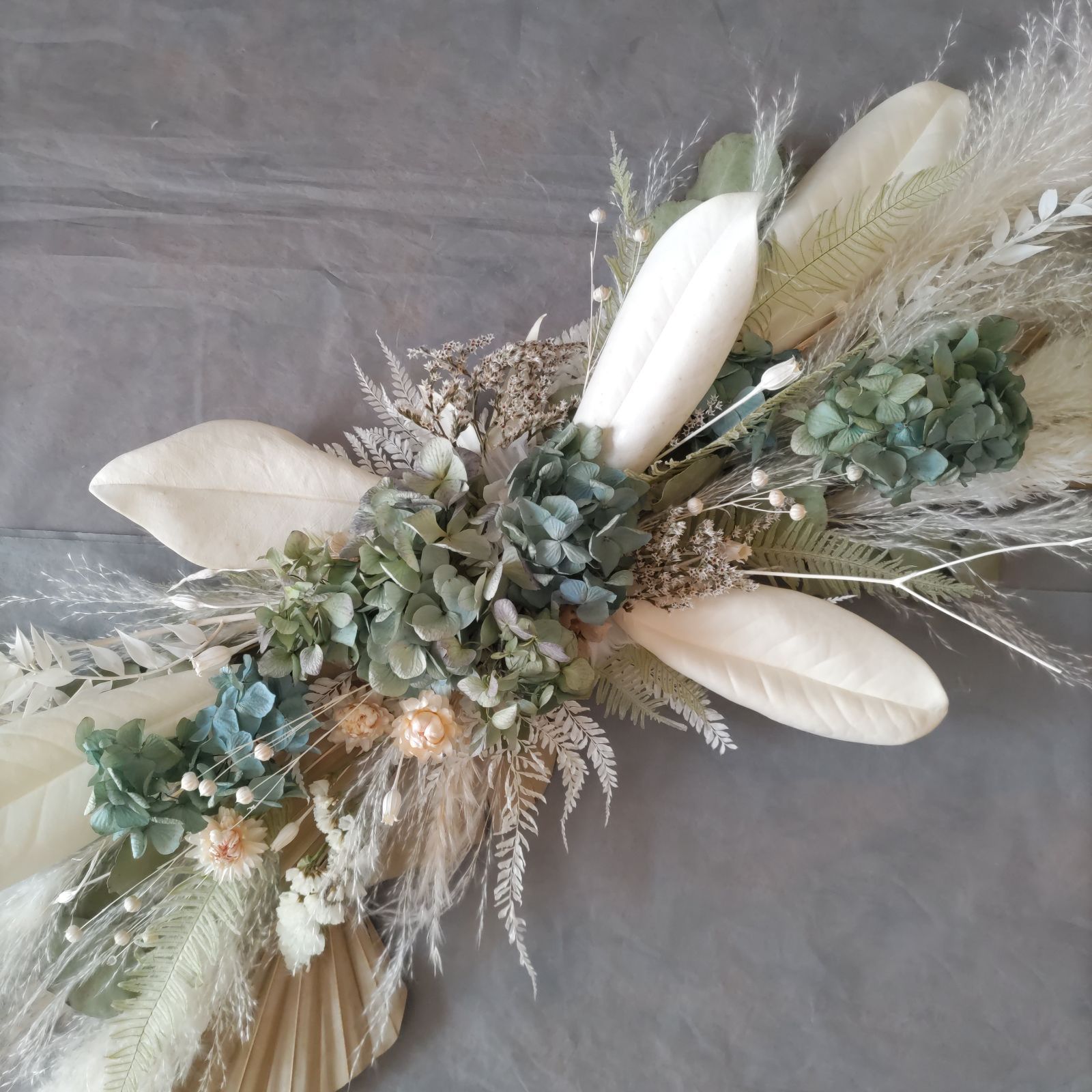 横長スワッグ ホワイト系 ニューボーン Birthdayフォト＊* 60cm 横長