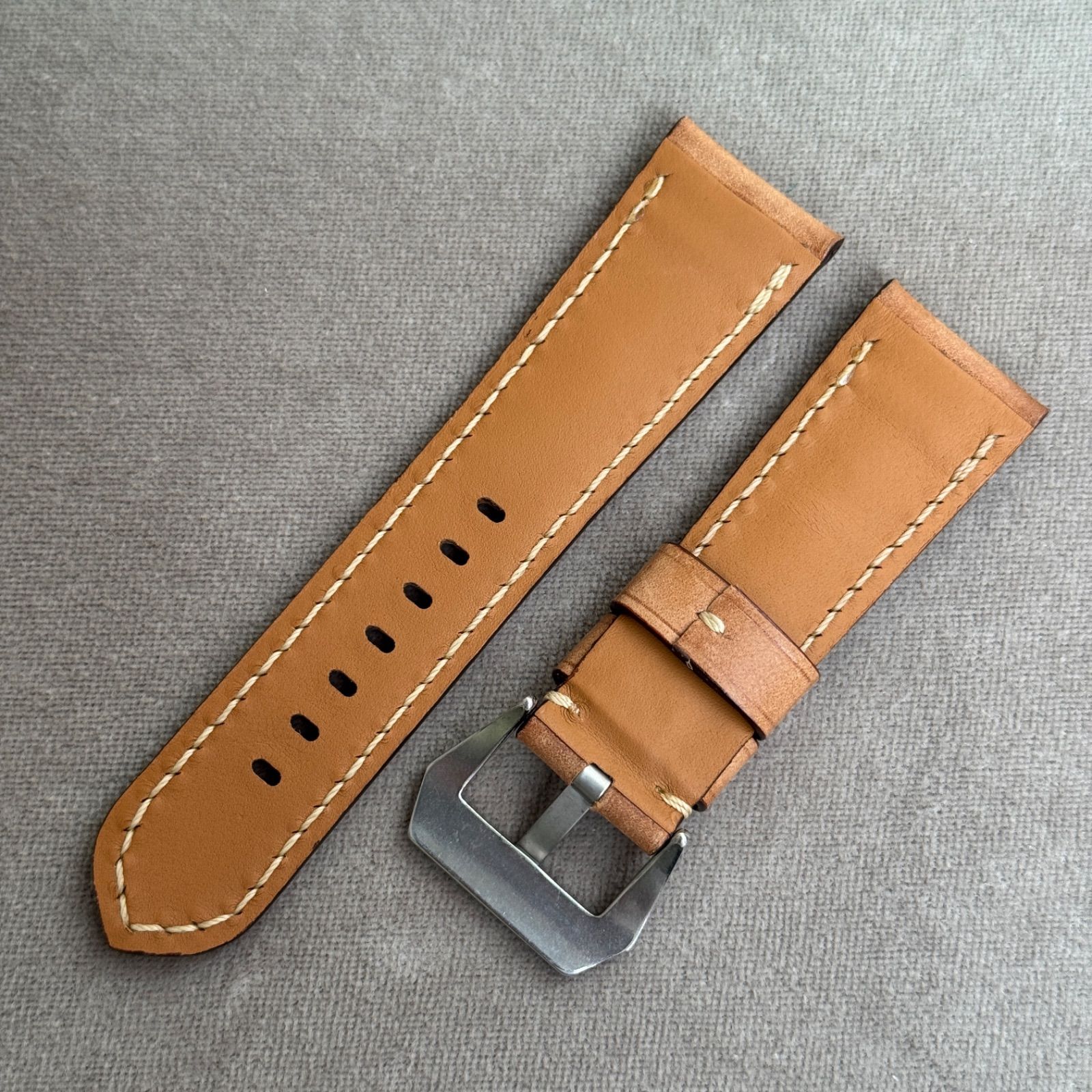  イタリアンレザー ナチュラルブラウン 26 22 mm 松下庵 レザーベルト 時計