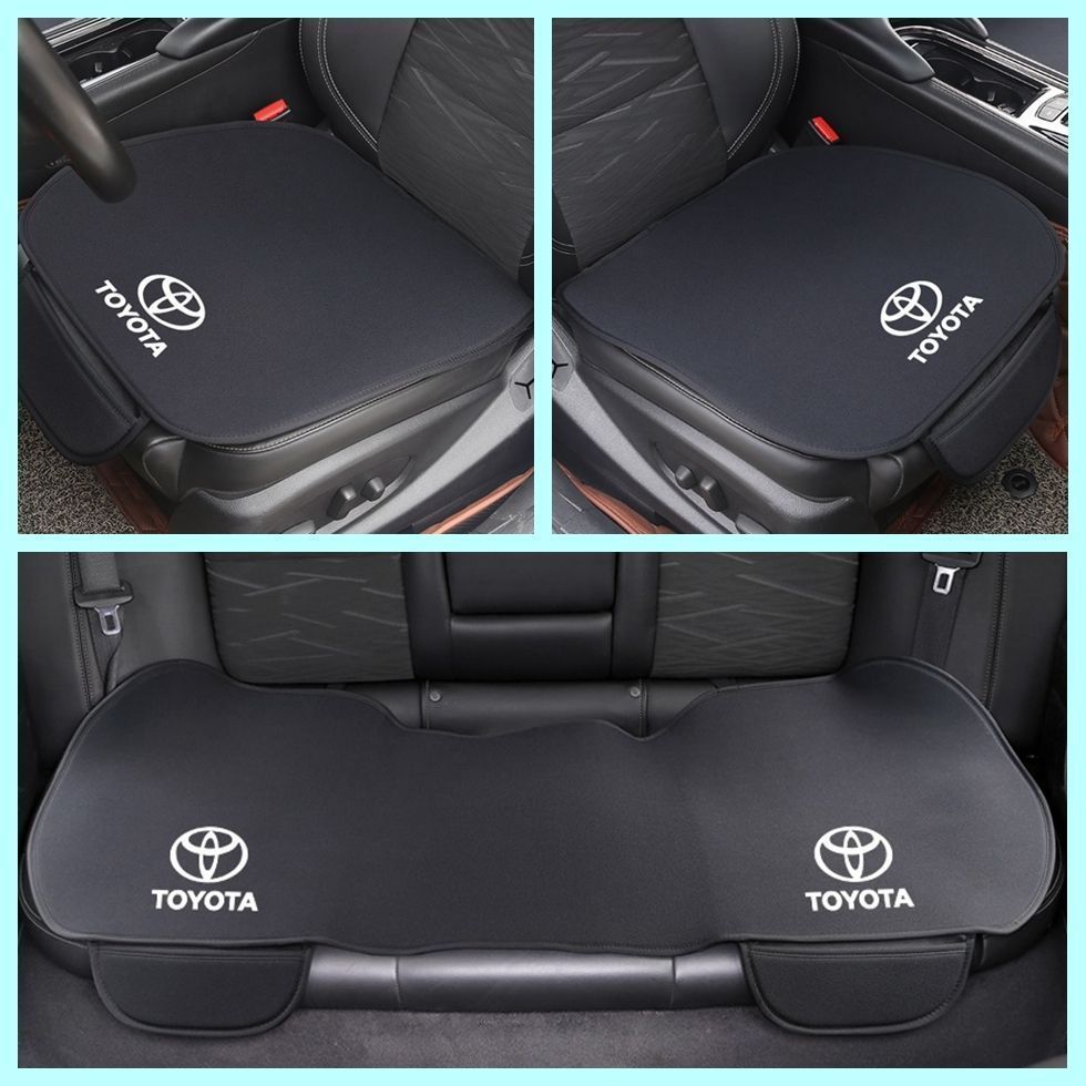 新品！トヨタ Toyota ロゴ入り 車用 シートカバー シートクッション カーシートカバー 座布団滑り止め 前座席用2枚+後部座席用1枚 ブラック Alphard Vellfire RAV4 クラウン カローラ C-HR プラド プリ