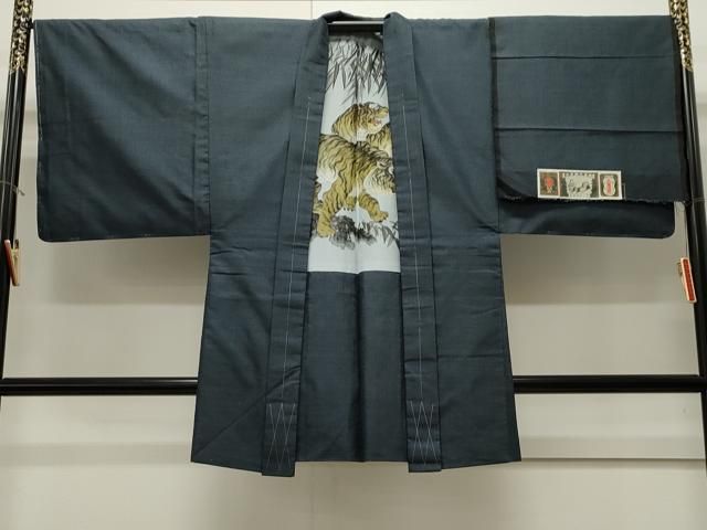 平和屋着物＃男性 本場大島紬 長羽織 100亀甲 総詰め 証紙付き 正絹 ♥ CAAW4942dy