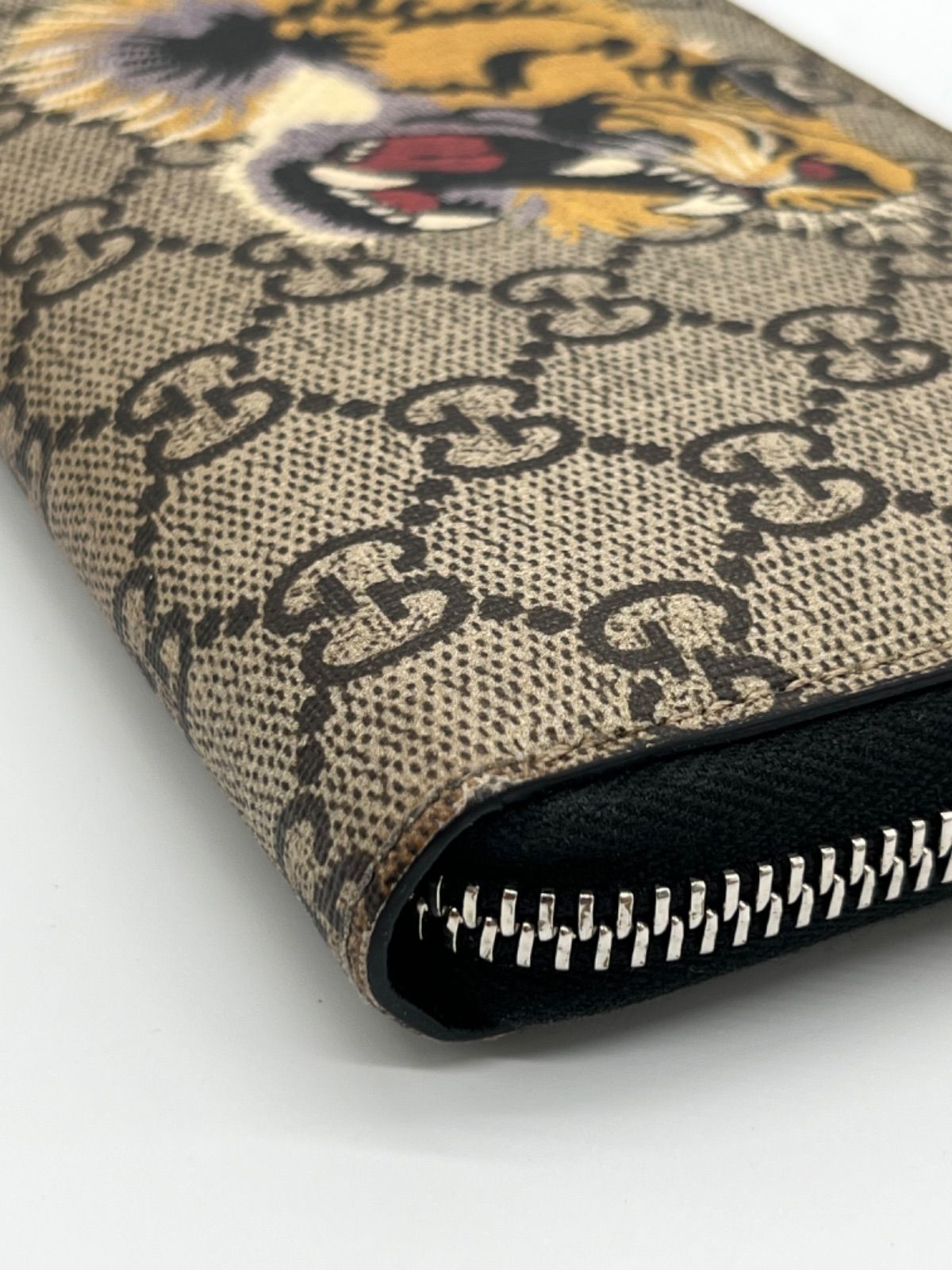 GUCCI トラ刺繍 長財布 ベージュ/黒 GGパターン GUCCI トラ刺繍 長財布 ベージュ/黒 GGパターン