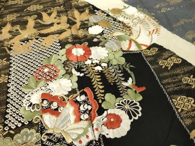 平和屋着物▽小紋 単衣 宝尽くし飛鶴吉祥花文 洗える着物 DAAS4011du