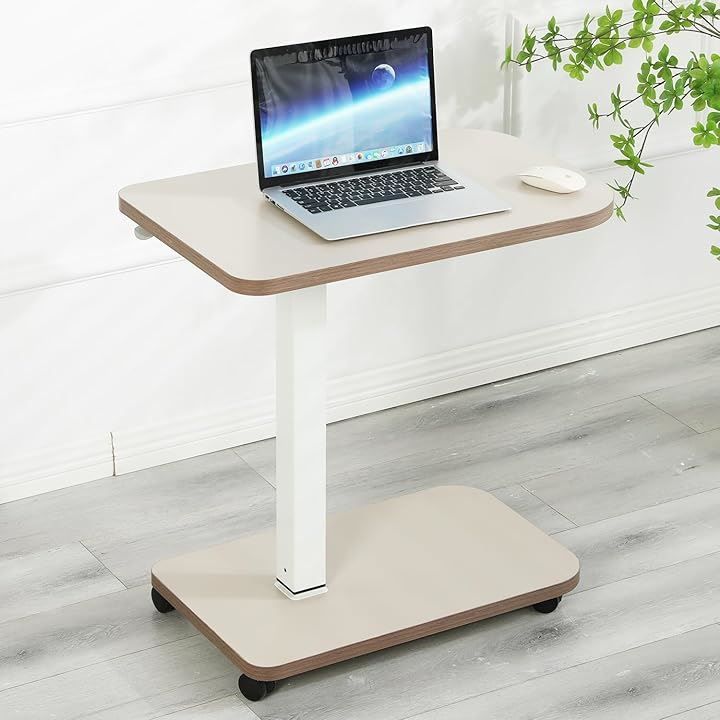 Suhapup 昇降デスク空気圧式 介護用ベッドテーブル 高さ調節 直径80cm ライザー オフィスデスク ホームオフィス 集中作業 立ち仕事 高さ69-115cm 71x46cm