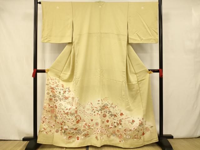 平和屋着物○日本画家 水嶋征夫 色留袖 飛鶴文 金銀彩 正絹