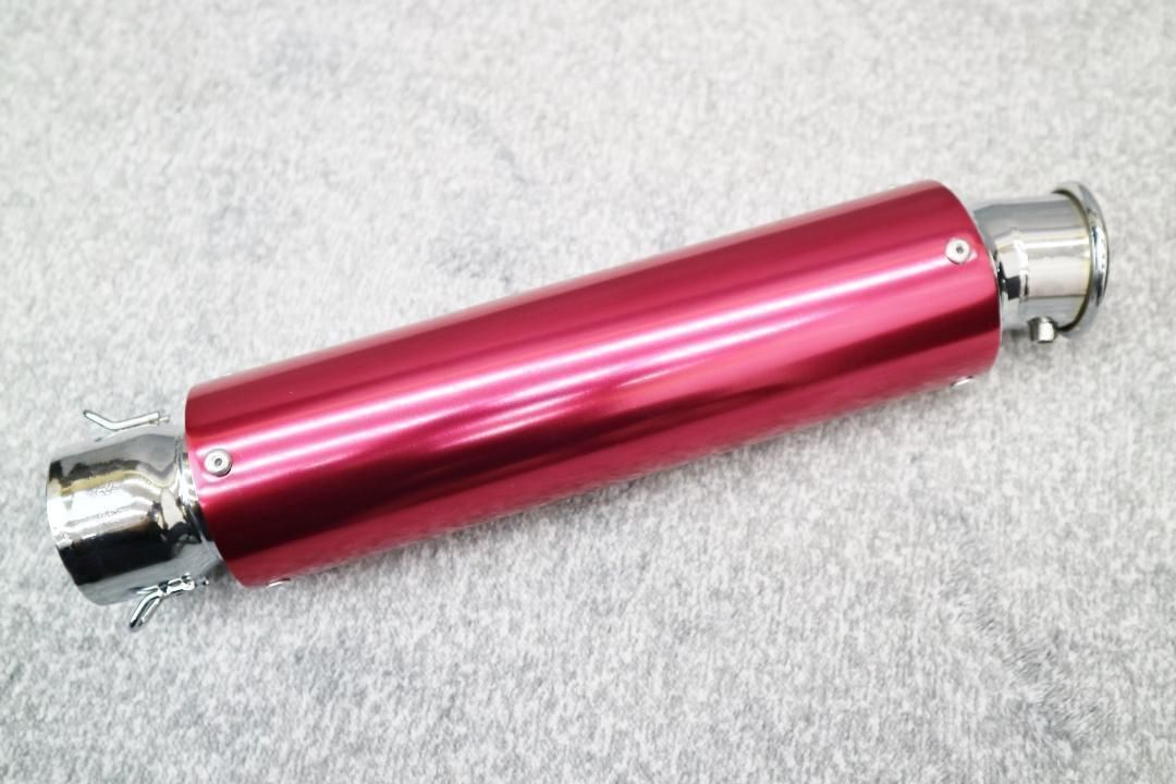 バイク汎用 サイレンサー 赤×銀 50.8π バンド付 /ピンク　レッド アルマイト