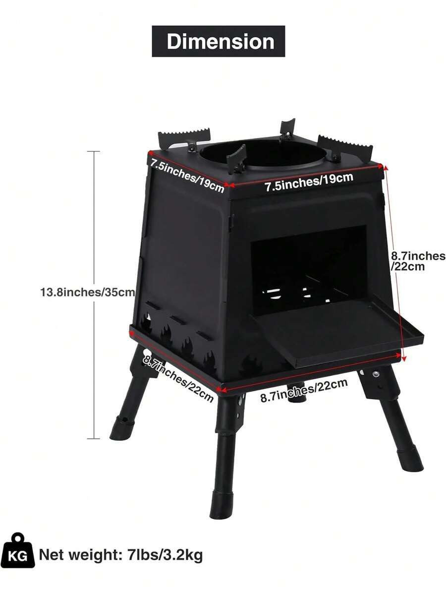 キャンプ用木製ストーブ バックパッキングのアウトドア調理用黒い木製ストーブ