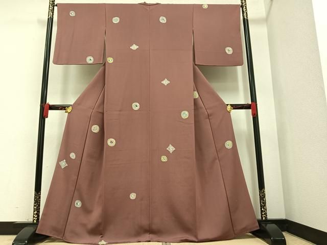 平和屋着物□小紋 幾何学文 黒地 やまと誂製 洗える着物 未使用