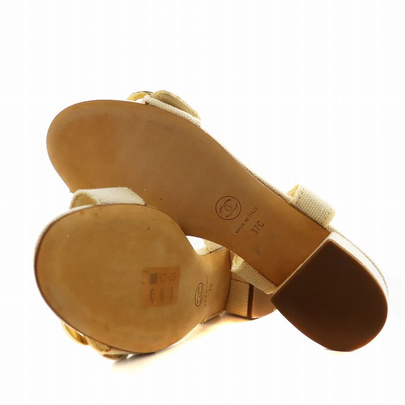 シャネル CHANEL ココマーク サンダル ヒール ストラップ 37