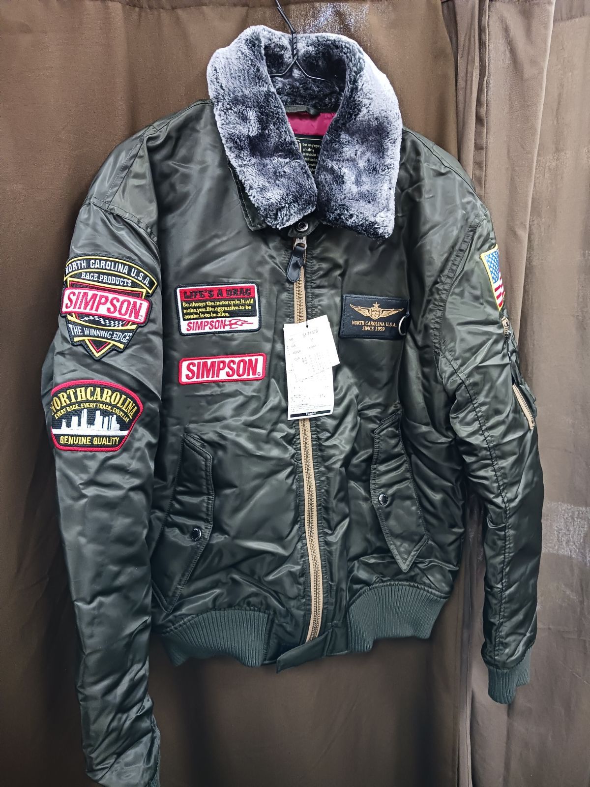 希少サイズ 3L SIMPSON MA-1 フード着脱可 フライトジャケット 黒 希少サイズ 3L SIMPSON MA-1 フード着脱可 フライトジャケット 黒