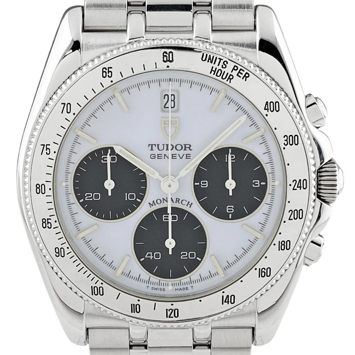 保証書 チュードル TUDOR チューダー モナーク クロノグラフ 15900 腕時計 SS クォーツ ホワイト メンズ