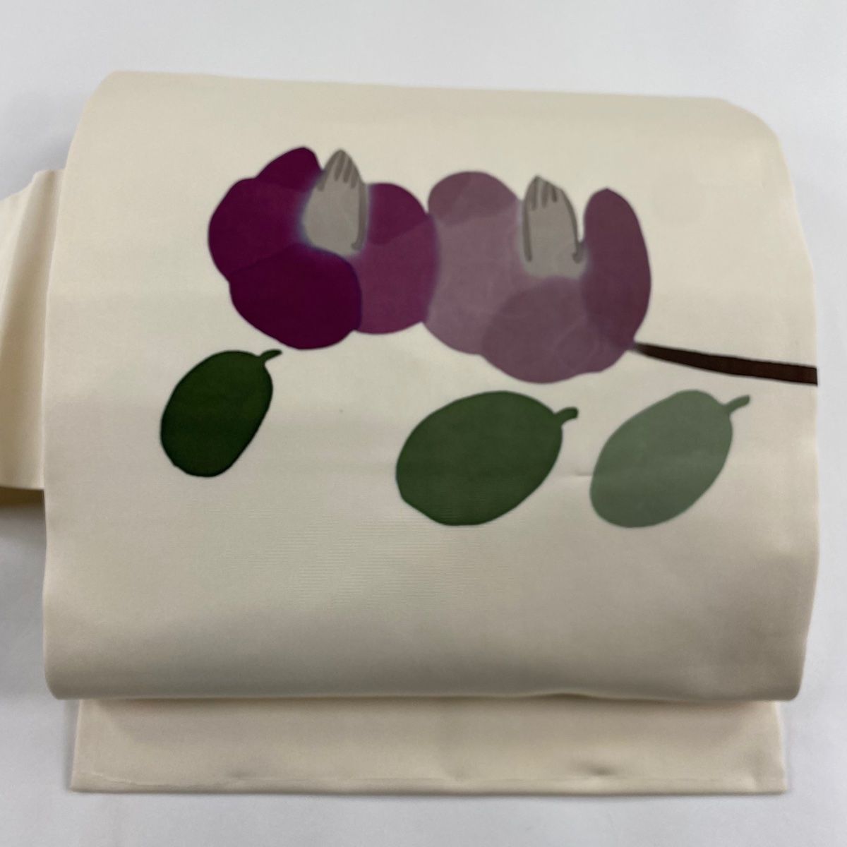 名古屋帯 美品 名品 落款 高久空木 草花 クリーム 正絹 【】