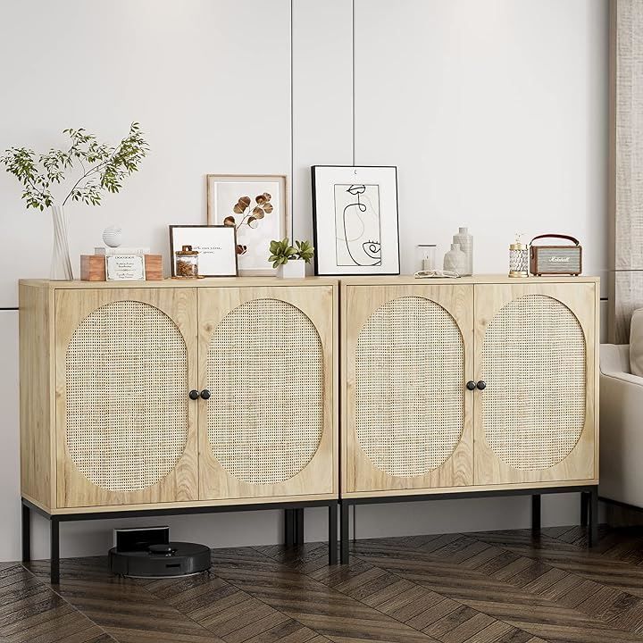 IKIFLY ラタンキャビネット 木製 サイドボード 幅120cm(3扉) Amazon.co.jp: IKIFLY ラタンキャビネット 木製 サイドボード 3扉