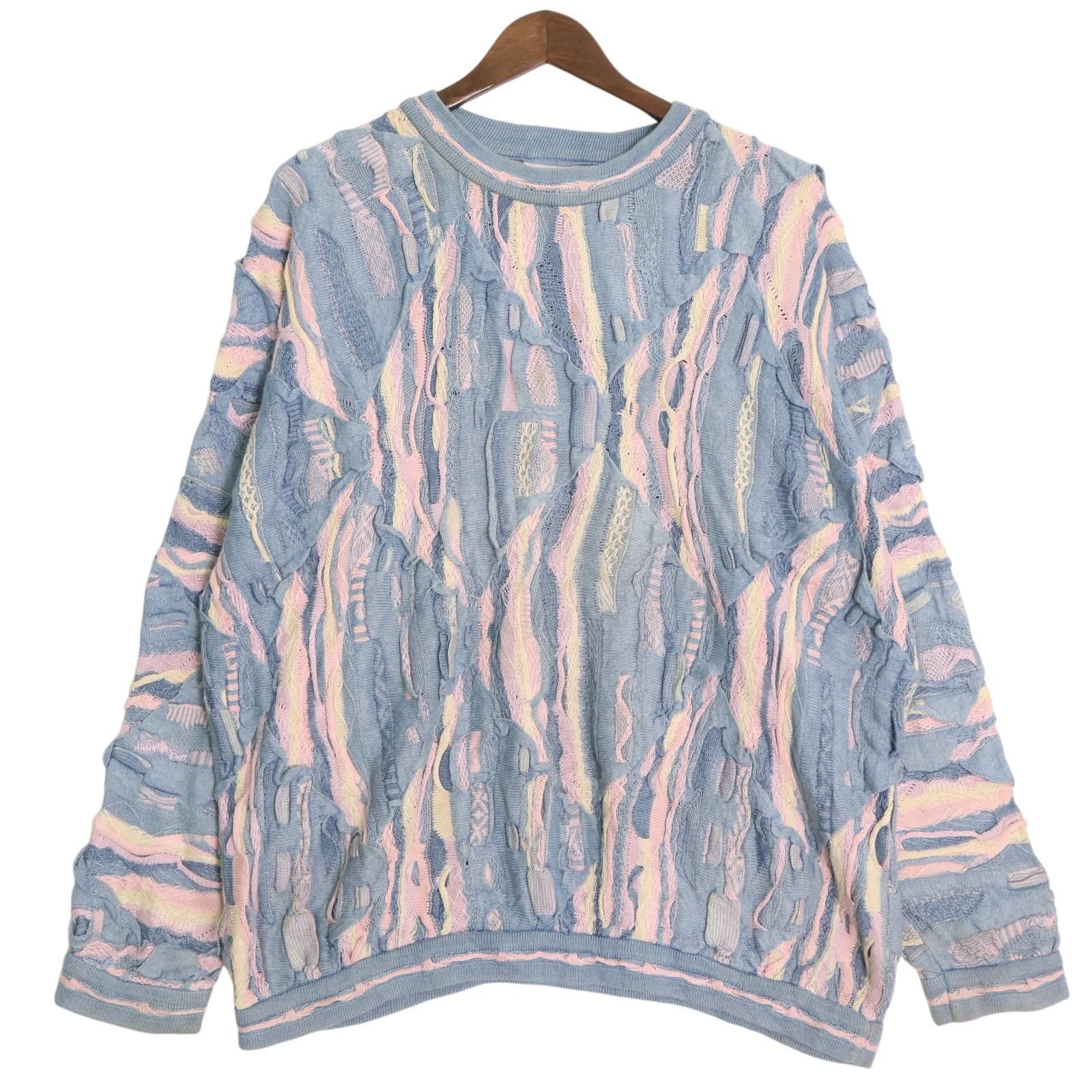 00年代 COOGI クージー 3Dニット セーター ライトブルー (メンズ S