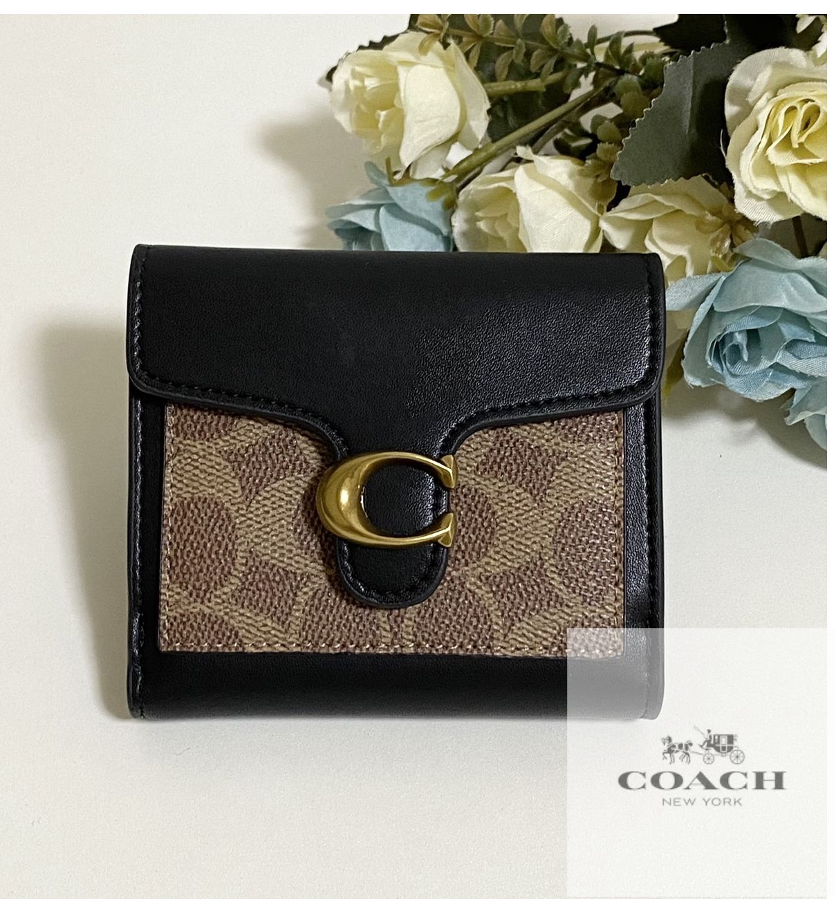 COACH タビー スモール ウォレット 二つ折り財布 タン ブラック 85994 ...