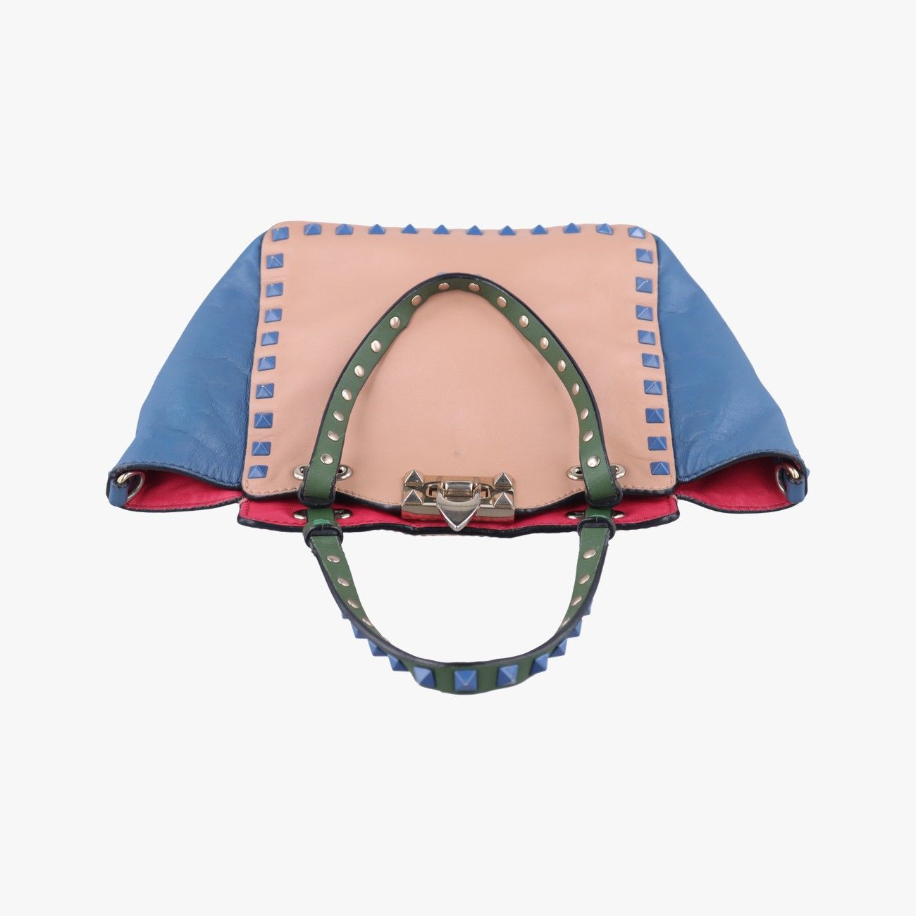 ヴァレンティノValentinoロックスタッズベージュ×ピンク×ブルー×グリーンレザーBL-K861VBJ2