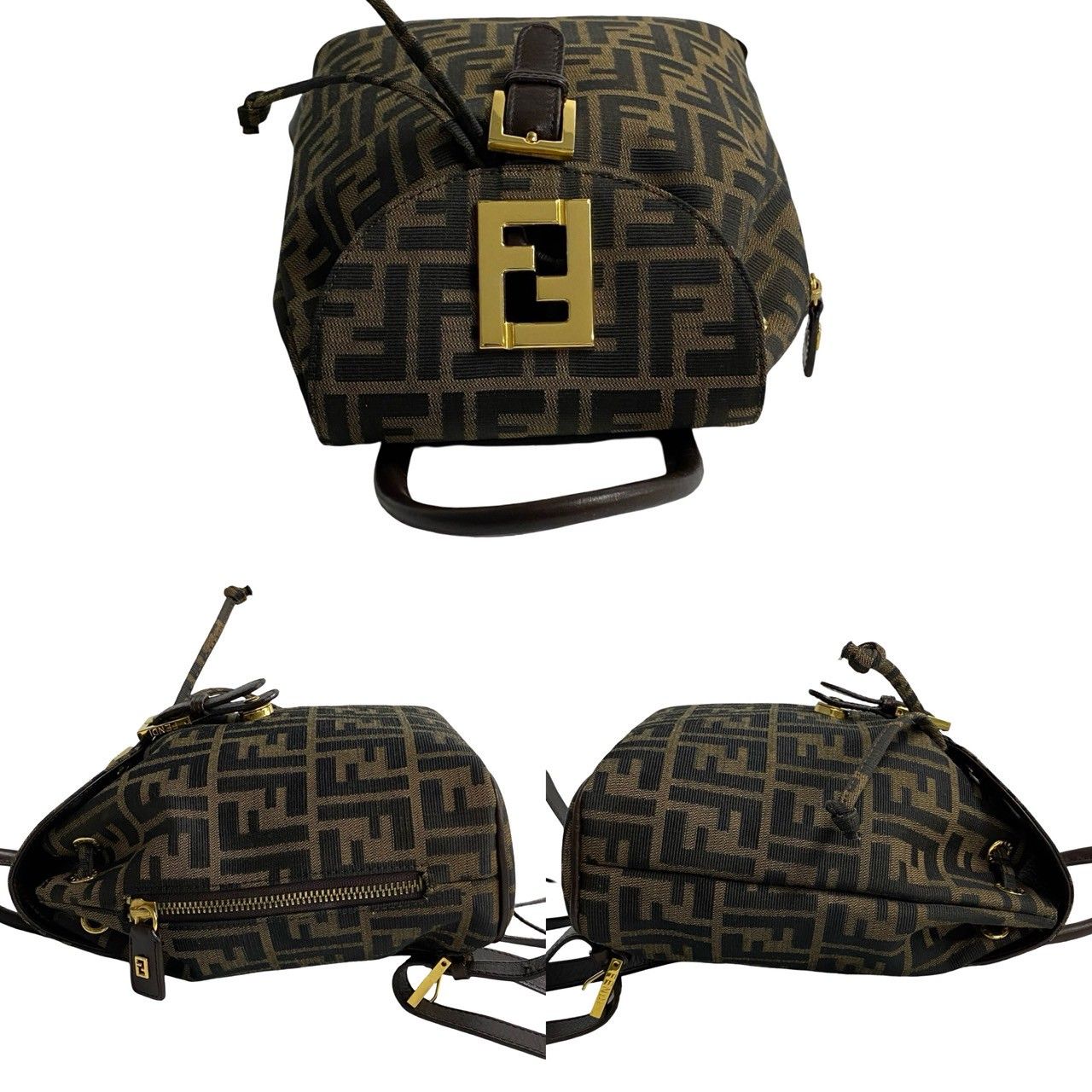極 美品 希少品 FENDI フェンディ ズッカ FF ロゴ 柄 キャンバス