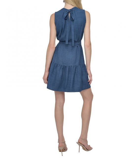 ◆Donna Karan ノースリーブフェイクラップワンピース 送料無料】 ダナキャラン レディース ワンピース トップス DKNY