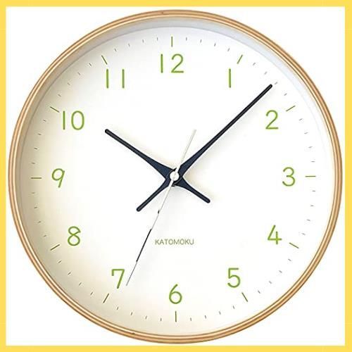 Happy-shops KATOMOKU plywood clock 22 電波時計 ライトグリーン スイープ（連続秒針） km-121LGRC φ252mm
