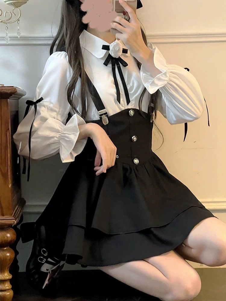 量産型 地雷系 セットアップ スカート サブカル 服 ワンピース 天使界隈 水色界隈 ロリィタ 長袖 コスプレ ゴスロリ 渋谷 原