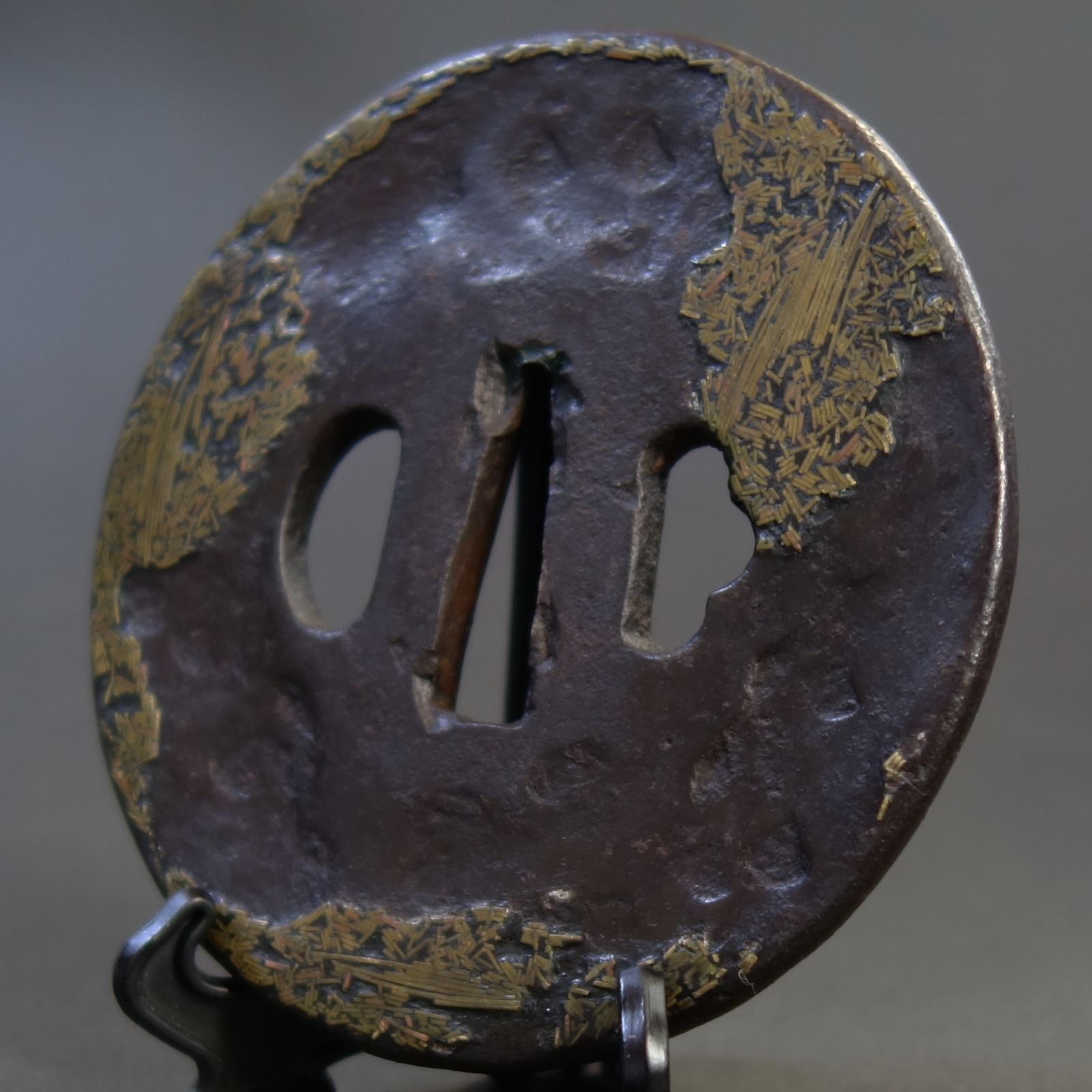 鍔 鉄地 吹寄象嵌 天法鍔 日本刀 刀装具 鐔 骨董 古美術 Ac25071806