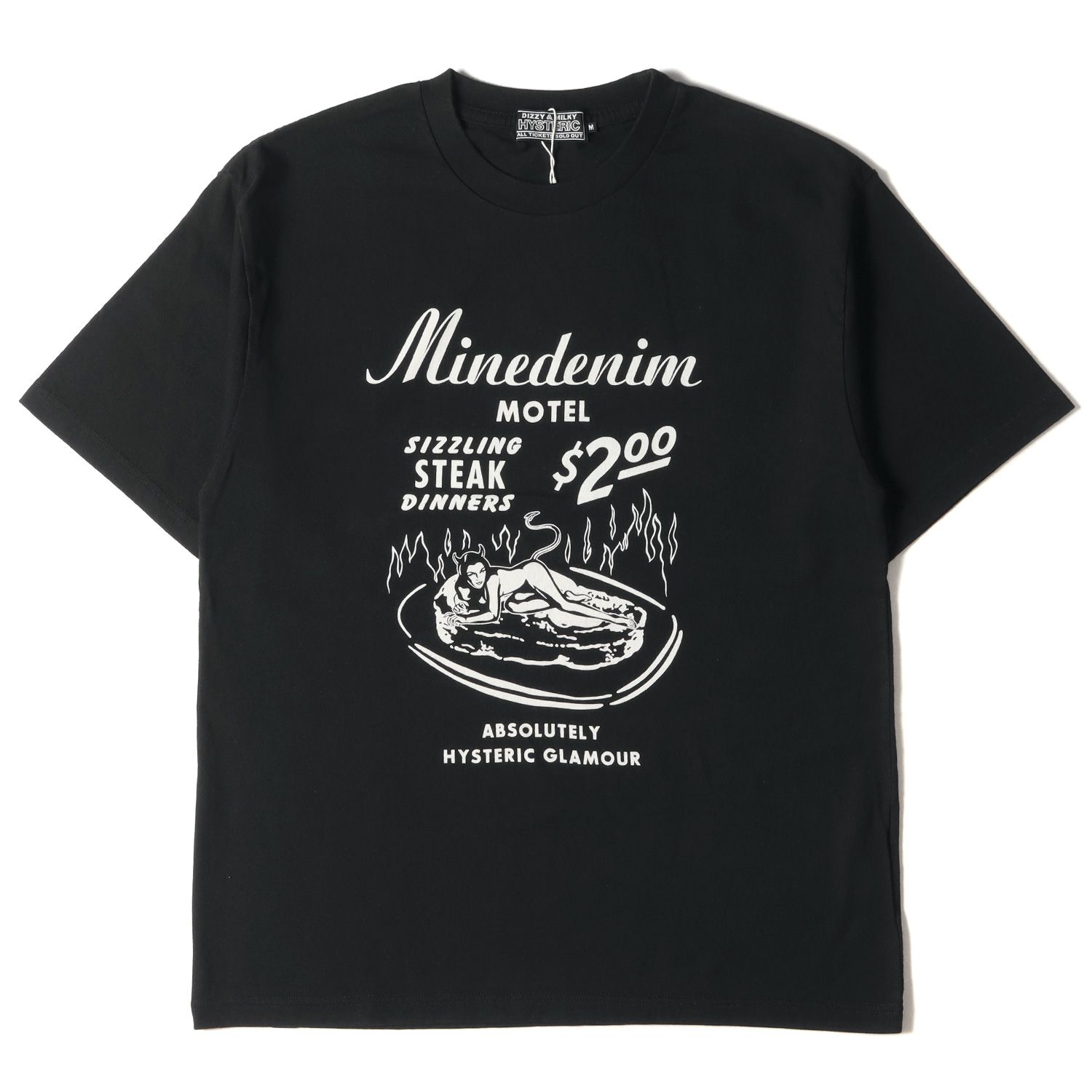 新品 HYSTERIC GLAMOUR ヒステリックグラマー Tシャツ サイズ:M MINEDENIM ロゴ デビル ガール プリント クルー