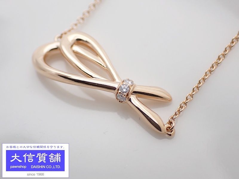 TIFFANY ティファニー 750 ピンクゴールド ボウ ダイヤ ブレスレット 