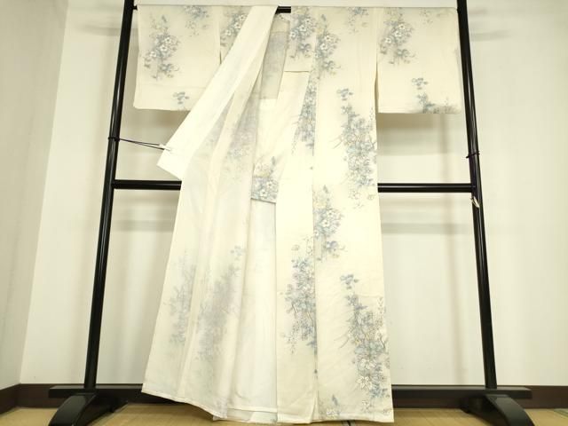 平和屋着物▽上質な紬 単衣 斜線文 正絹 逸品 DAAV5570az