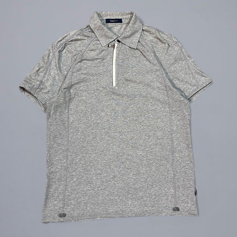 美品 ゼニアスポーツ ポロシャツ Ｌサイズ zegna sport ゼニアスポーツ 半袖 ポロシャツ L グレー KT60-D10