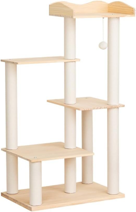 キャットタワー 木登り 木製 スリム キャットツリー シニア 高さ112cm