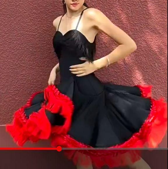 オーダーメイド 社交ダンス衣装　羽毛 ラテンワンピースドレス 色変更可 オーダーメイド 社交ダンス衣装 ラテンワンピースドレス 色変更可