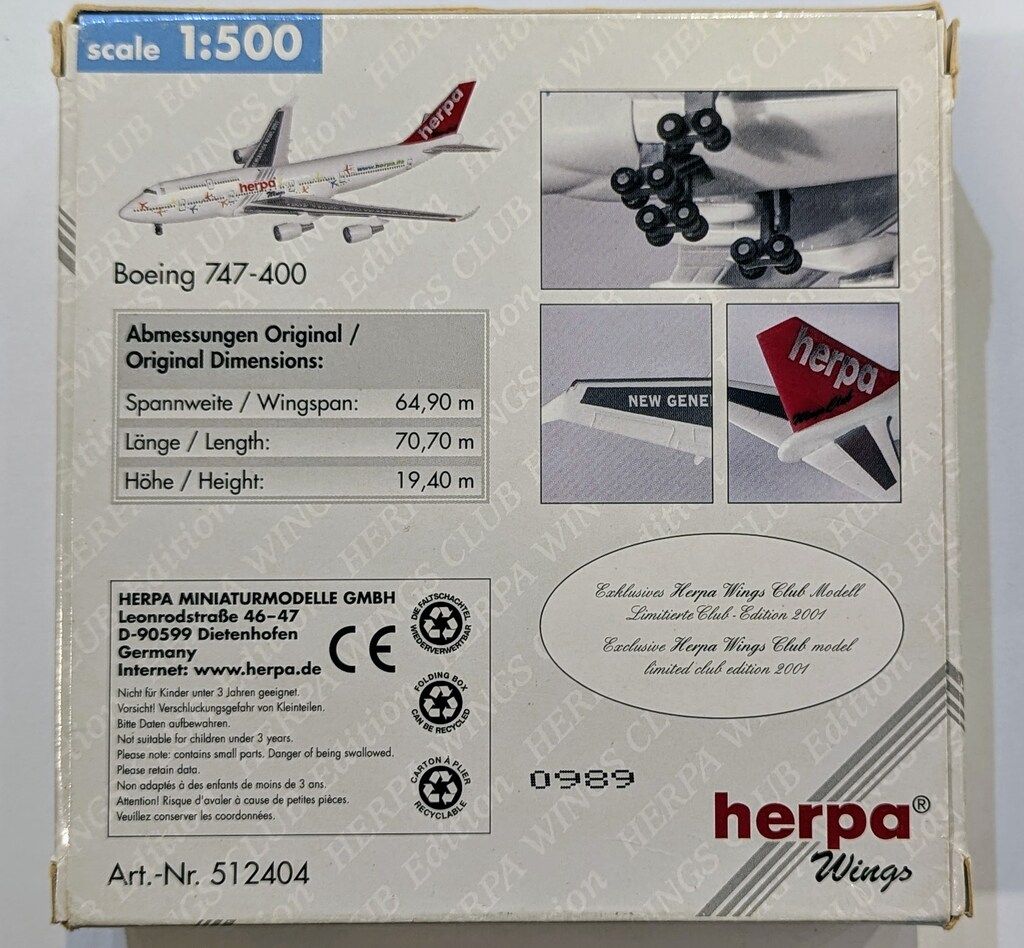 南アフリカ航空 Herpa Wings Club Edition 1/500 herpa 1/500 HERAPA WINGS HERPA WINGS CLUB Edition Boeing 747