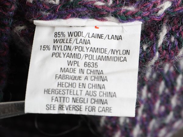 WOOLRICH - 90s ウールリッチ バーズアイ ウール ニット カーディガン L 紫 セーター 90s ウールリッチ バーズアイ ウール ニット カーディガン L 紫