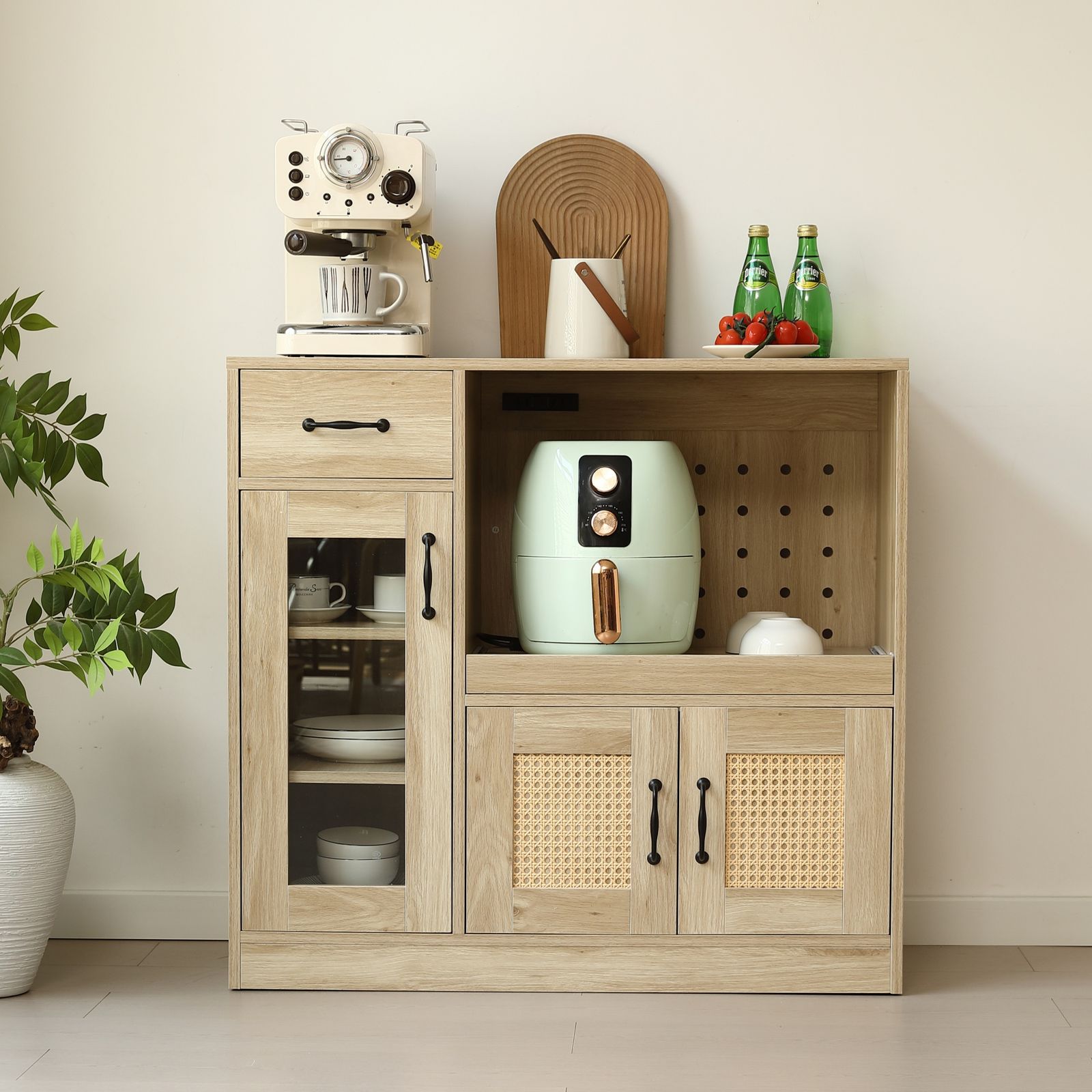 LOWYA ラタン調キッチンカウンター