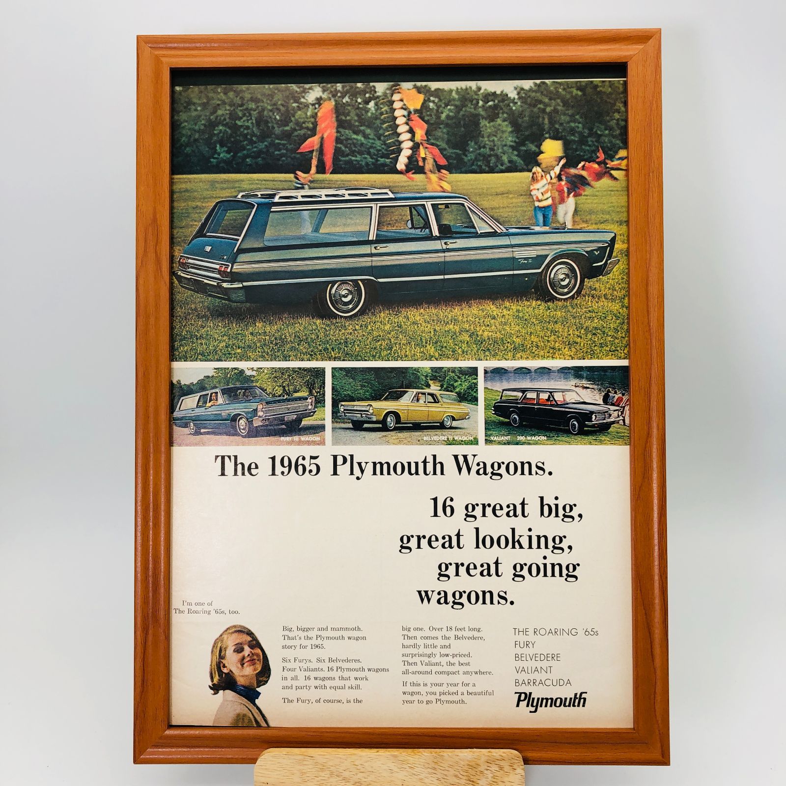 ※貴重な当時物　ビンテージ 広告　フレーム付　『 プリマスワゴン 』 1960年代　オリジナル アメリカ 輸入雑貨　ヴィンテージ　海外雑誌　 アドバタイジング 　レトロ ( AZ1272 )