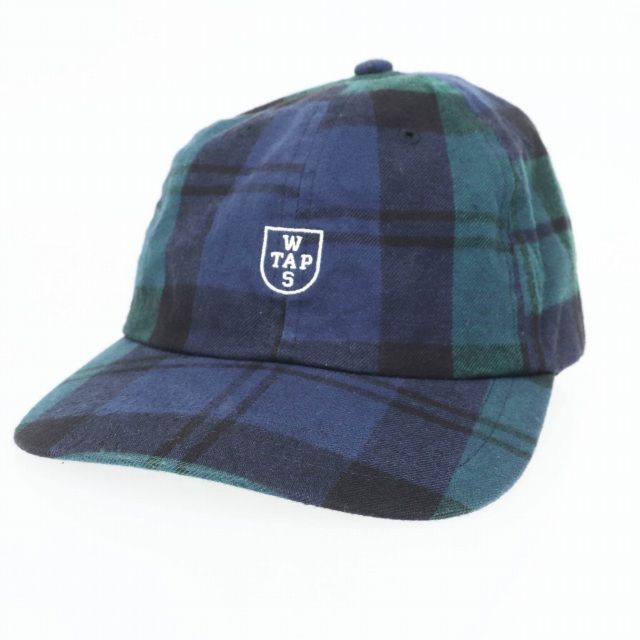 ダブルタップス WTAPS 22AW T-5 01 Blackwatch Cap チェック柄 ブラックウォッチ ロゴ刺繍 キャップ 帽子 222HCDT-HT04 ネイビー グリーン ブランド古着ベクトル 中古AA240906