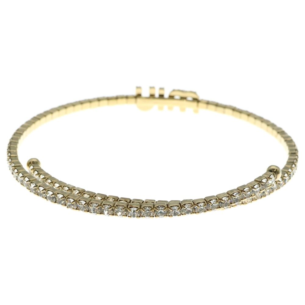 miumiu ミュウミュウ ロゴ クリスタル ラインストーン ネックレス チョーカー ゴールド 5JC871 2DNC