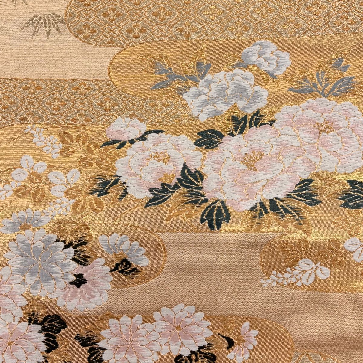 美品 袋帯 菊花 訪問着 訪問着 身丈160cm 裄丈65cm M 袷 袋帯セット 菊 草花 金彩 ぼかし