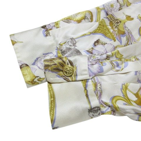 美品】フェラガモ 金ボタン 花柄 長袖シャツ ブラウス 40 シルク100% - メルカリ