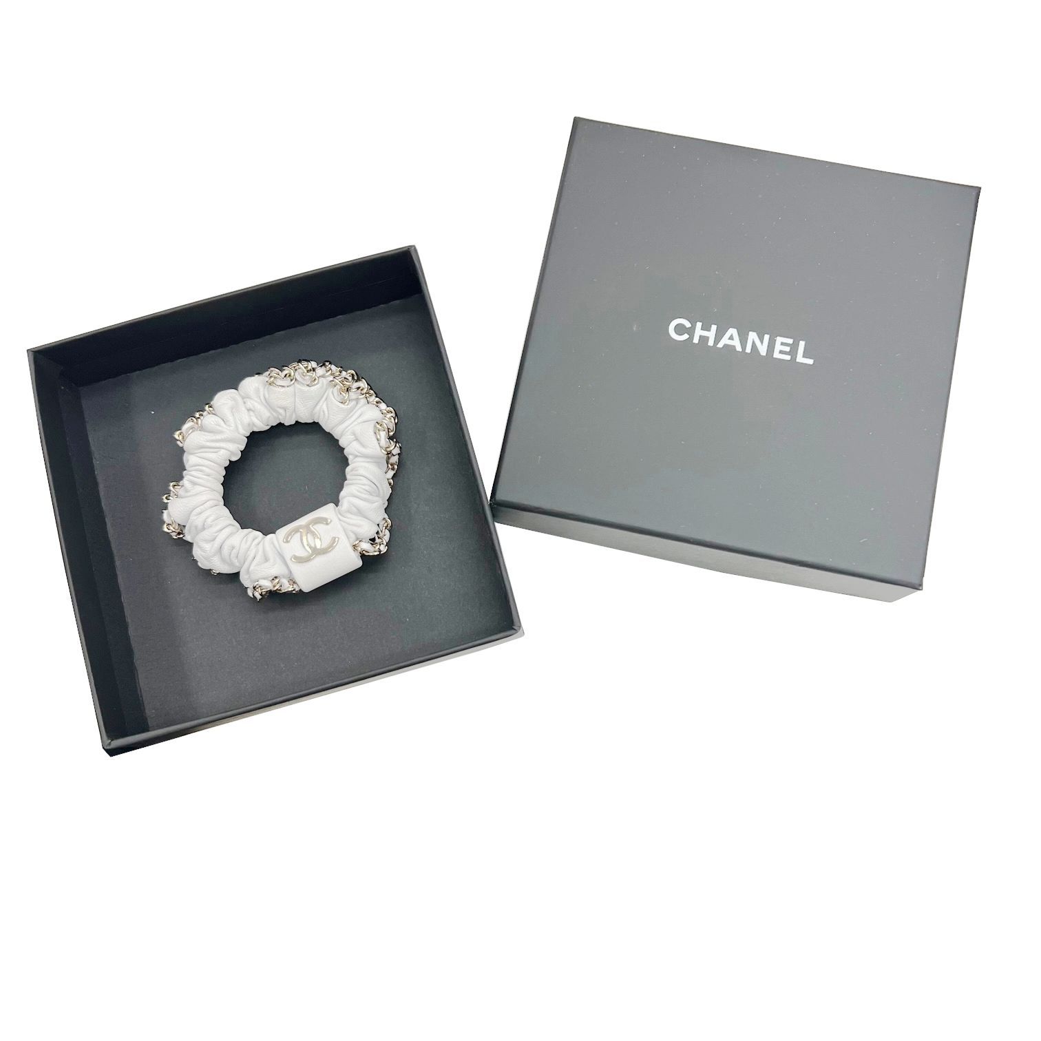 CHANEL シャネル シュシュ A22B ココマーク ヘアゴム レザー