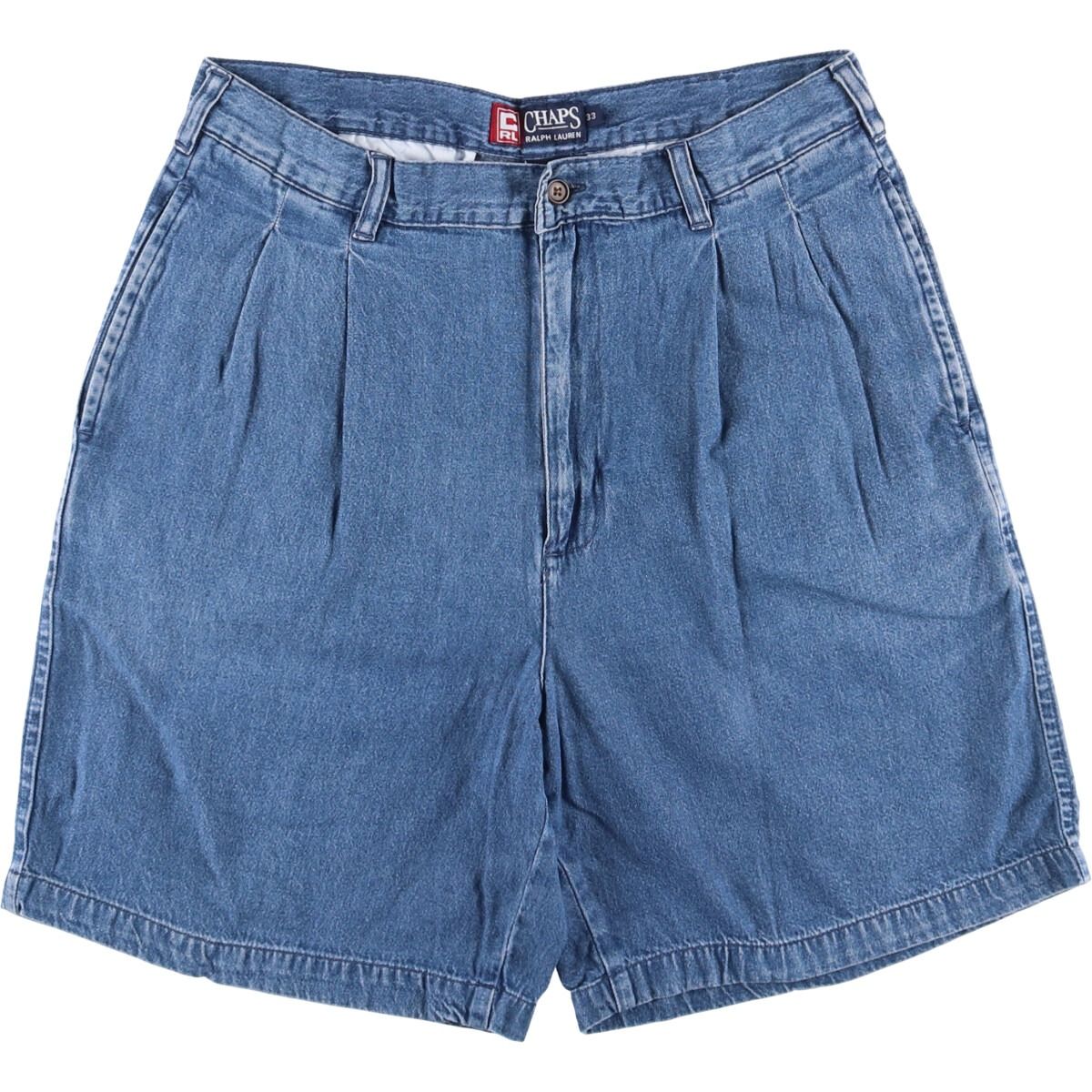 古着 90年代 ラルフローレン Ralph Lauren CHAPS チャップス ツータック デニムショーツ ショートパンツ メンズw33相当|eaa417687