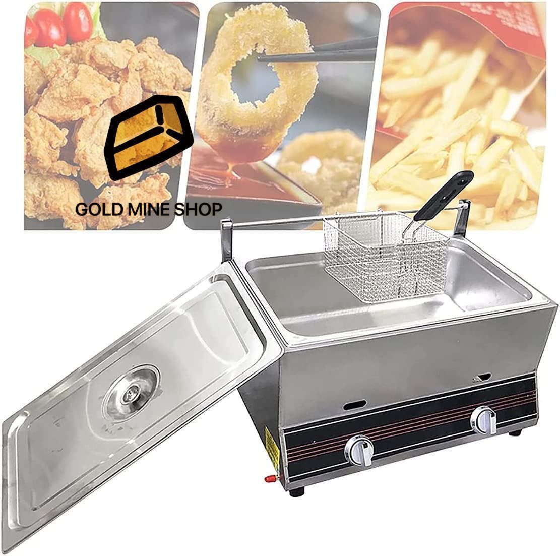 業務用フライヤー ステンレススチール製ガスフライヤー キッチン多機能カウンタートップフライヤー フライドポテト チキンウィングに最適