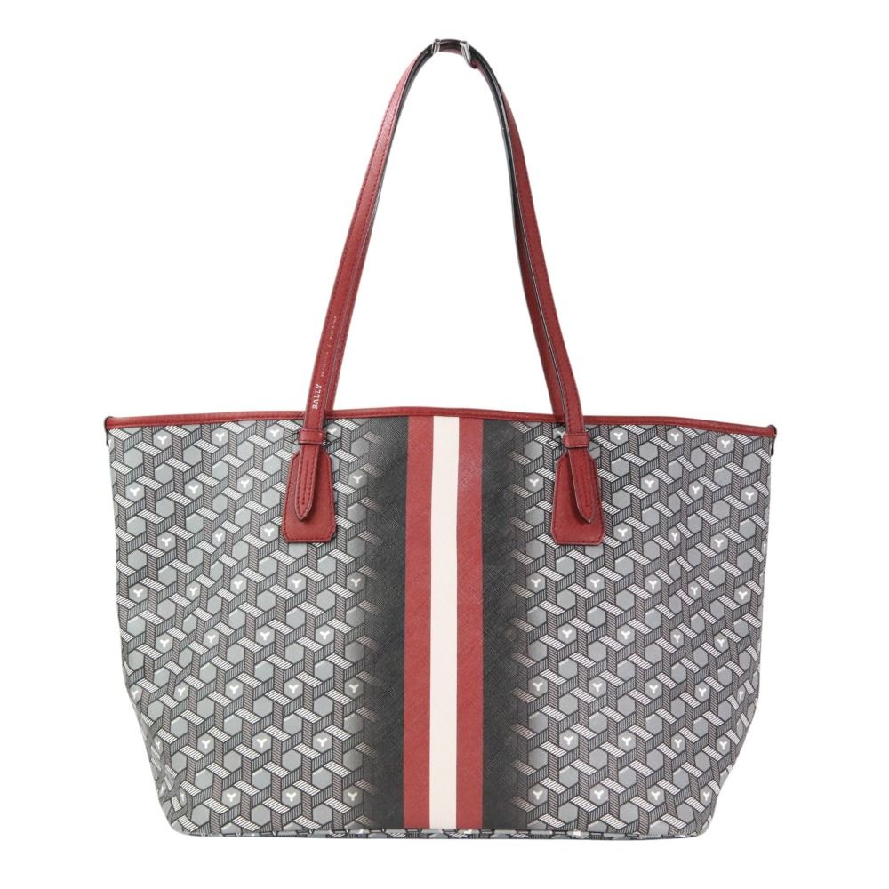 美品 BALLY バリー PVC トレインズライン バリーストライプ