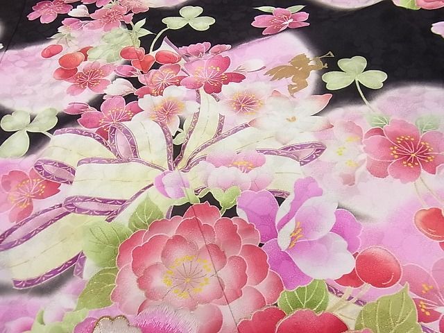 平和屋1□極上 松田聖子 SEIKO MATSUDA 振袖 刺繍 舞花文 エンジェル