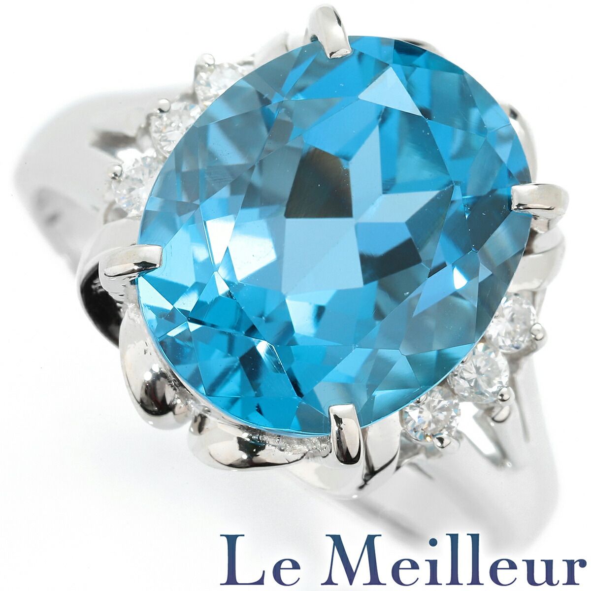 【現金特価】 6.23ct ブルートパーズ 指輪 リング ダイヤモンド 11号 Pt900 トパーズ