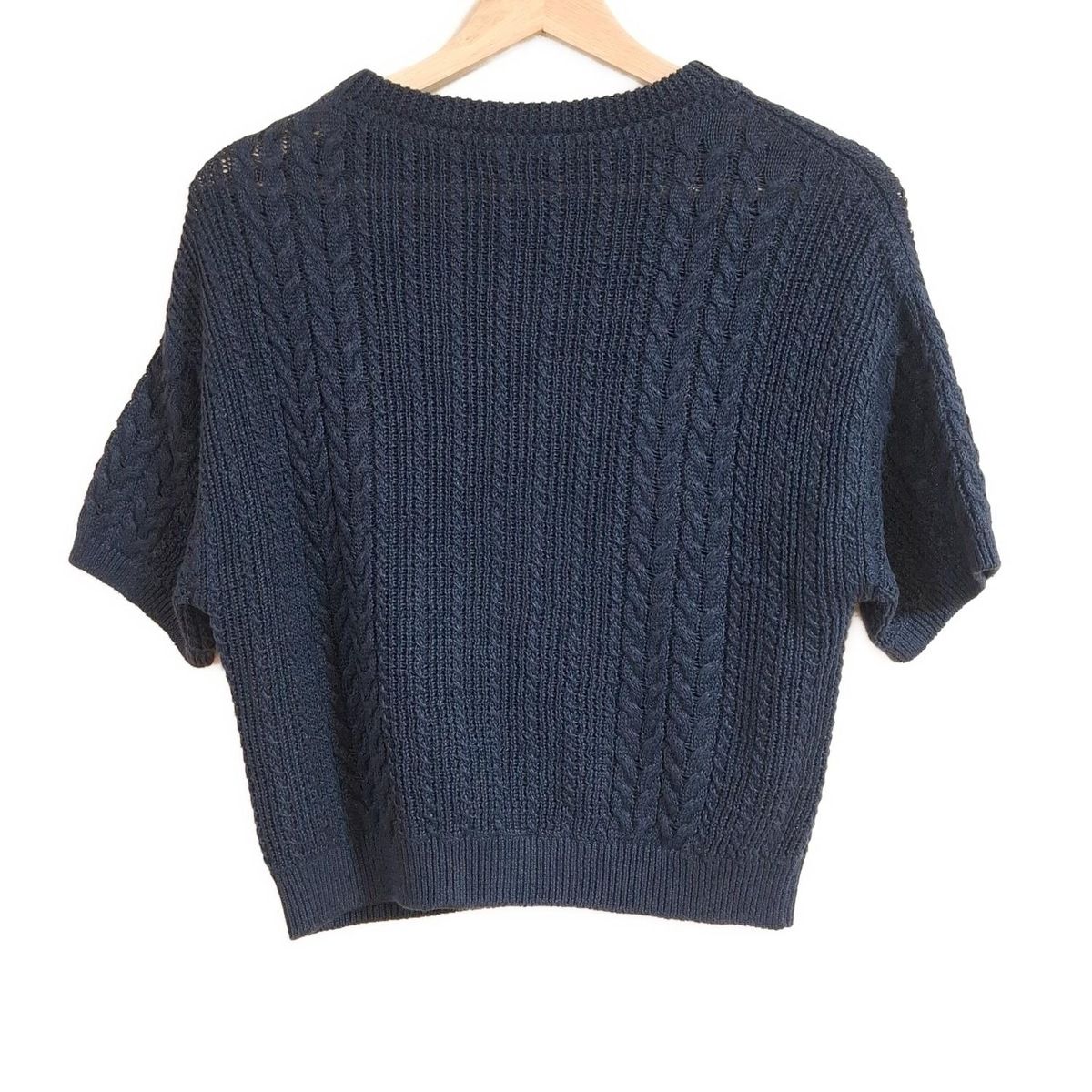 FOXEY - FOXEY(フォクシー) 半袖セーター サイズ40 M レディース - 42613 ダークネイビー クルーネック/麻 FOXEY(フォクシー) 半袖セーター サイズ40 M レディース - 42613