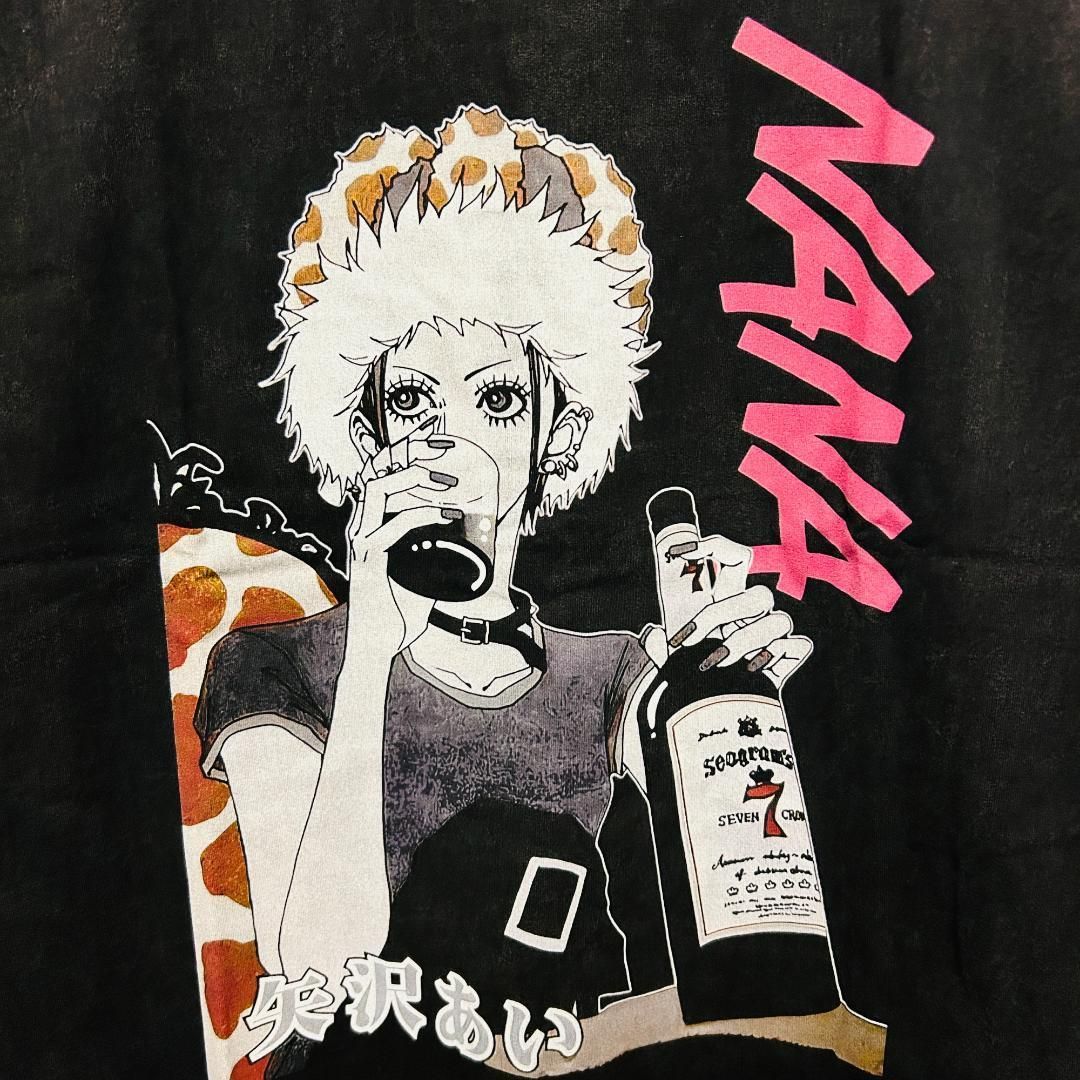 NANA メンズ Tシャツ 半袖 夏 ケミカルウォッシュ 黒 5 平成レトロ
