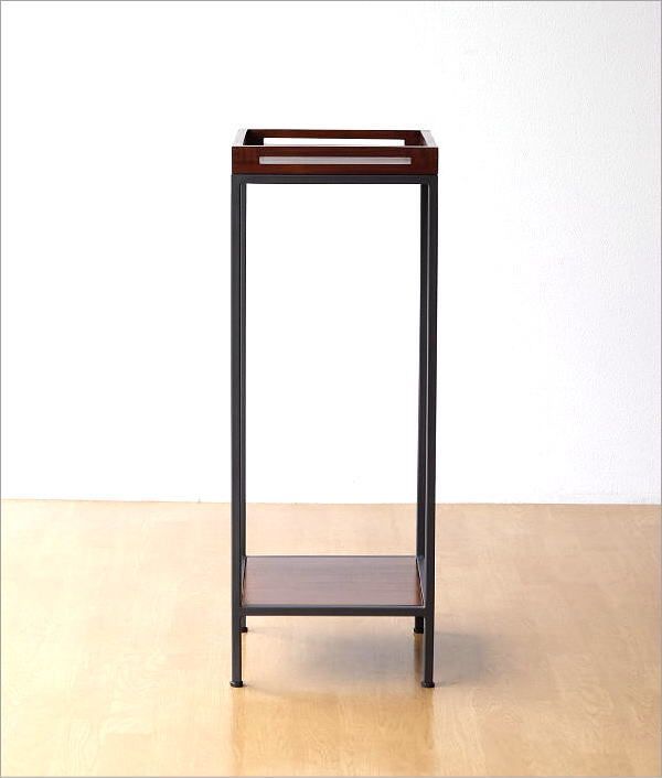 花台 木製 チーク材 アイアン フラワースタンド 玄関 室内 屋内 天然木