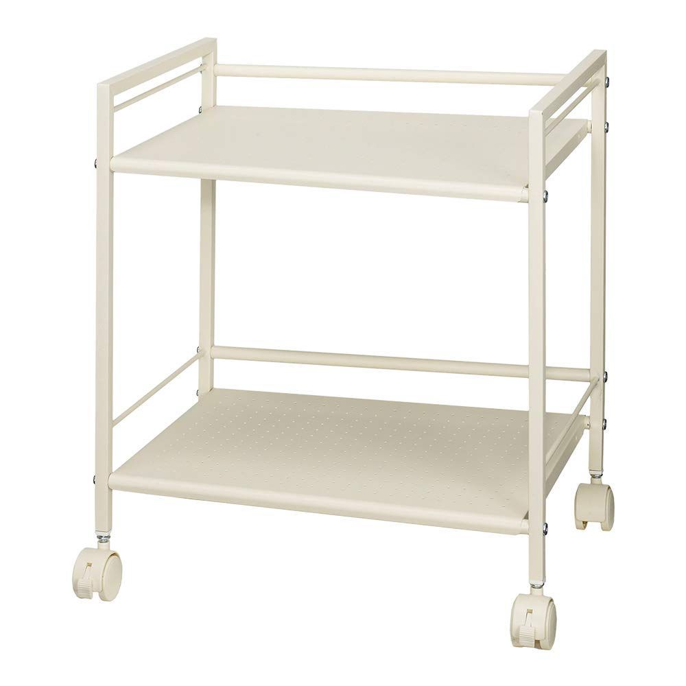 押入れ収納 デスク下 クローゼット 炊飯器 レンジ台 キッチン 幅43×奥行29.5×高さ47 cm ランドリー 全体耐荷重12 kg 取っ手付き ストッパー アイボリー 収納ワゴン GC-P 46 IV キャスター付き 2段 パンチングラック ドウシシャ