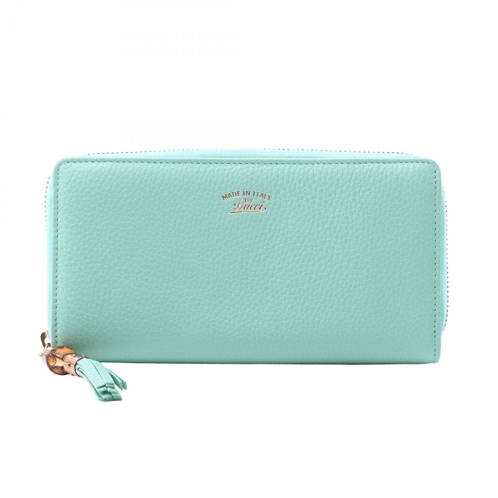 グッチ GUCCI ラウンド長財布 バンブー 307984 ティファニーブルー レザー バンブー ラウンド長財布 レディース Used A